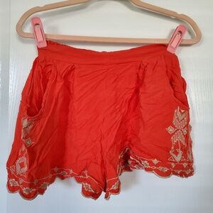 TRIBAL DESIGN HIGH WAIST CORAL SHORT W/ POCKETS